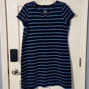 Talbots dress navy and blue stripes XLP